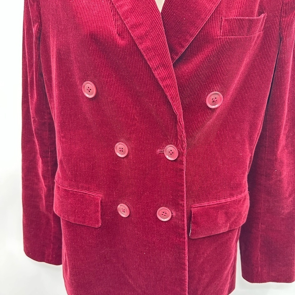 JOIE 2 Markina red corduroy double breast woman modern preppy structured blazer - Picture 4 of 11